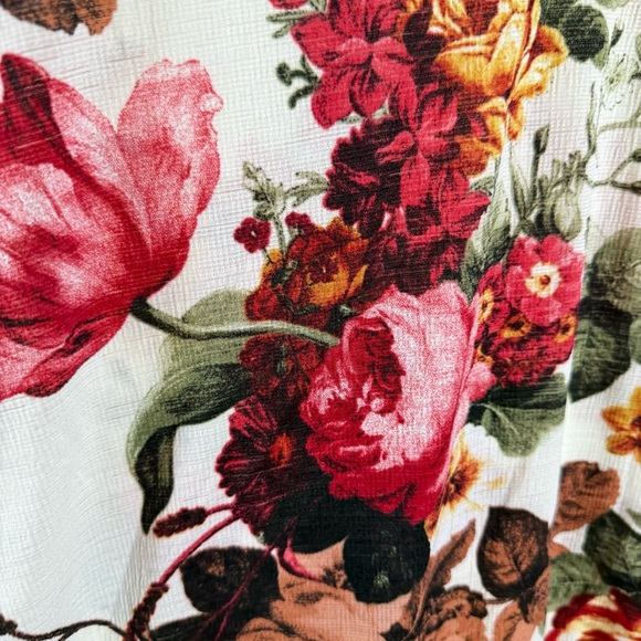 Vintage Rose Plus Size Blouse 3X Pink Red Flowers Soft Stretchy Cottagecore Chic - Picture 3 of 11